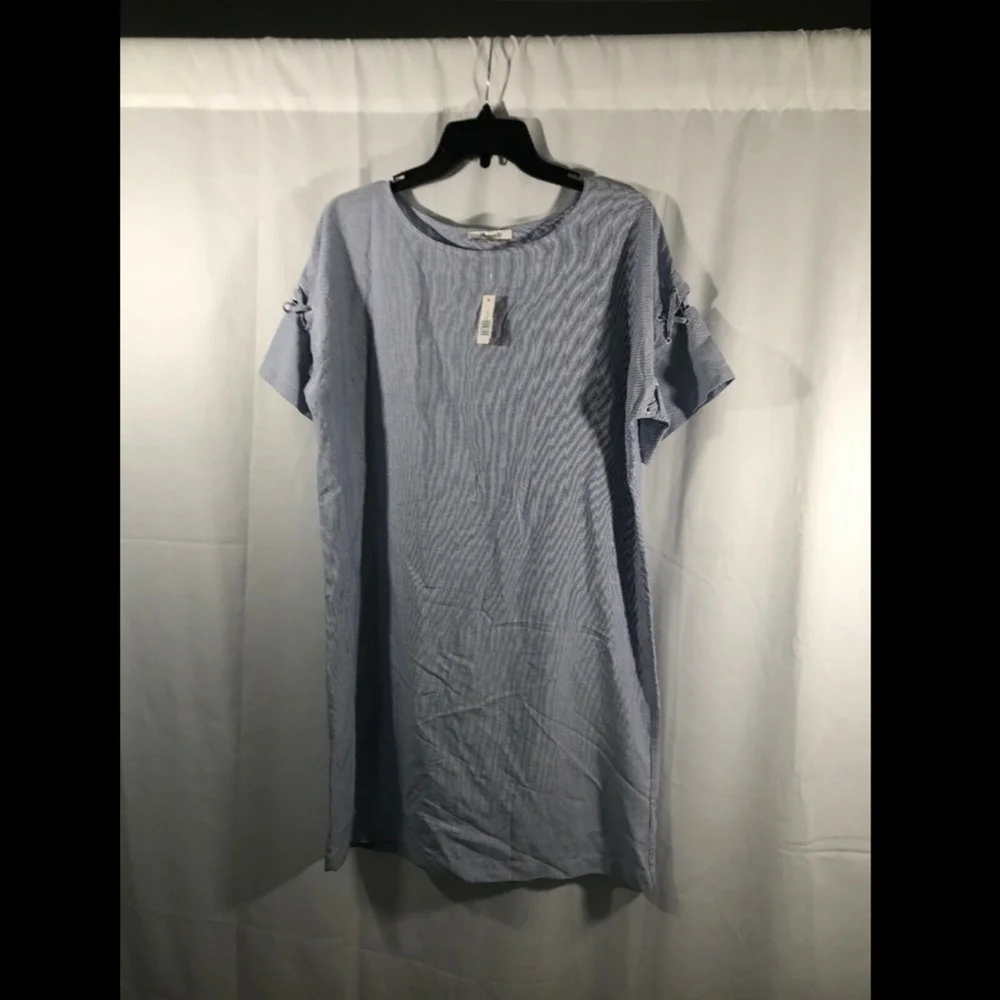 NEW Madewell Stripe Lace-Up‎ Sleeve Dress Small